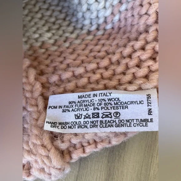 BA-BO Pink and White Knit Hat with Pom-Pom - Picture 7 of 7